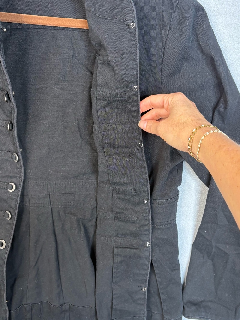 Ruff Hewn Black Military-Style Cotton Field Jacket - Picture 4 of 8